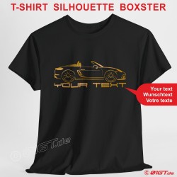 T-Shirt mit PORSCHE 718 BOXSTER Silhouette – Anpassbarer Text