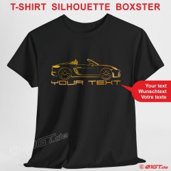 T-Shirt mit PORSCHE 718 BOXSTER Silhouette – Anpassbarer Text